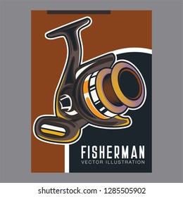 Fishing illustration template for logo - Vector