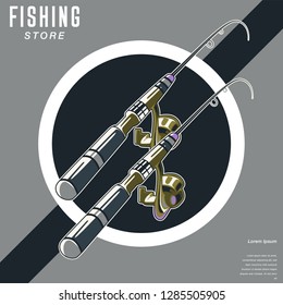 Fishing illustration template for logo - Vector