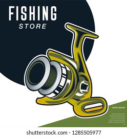 Fishing illustration template for logo - Vector
