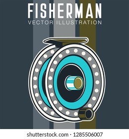 Fishing illustration template for logo - Vector