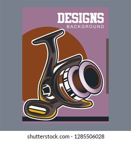 Fishing illustration template for logo - Vector