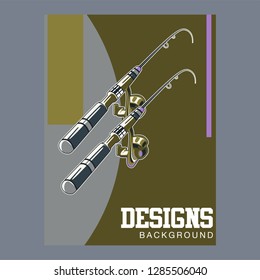 Fishing illustration template for logo - Vector