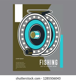 Fishing illustration template for logo - Vector