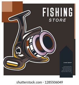 Fishing illustration template for logo - Vector