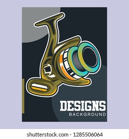 Fishing illustration template for logo - Vector