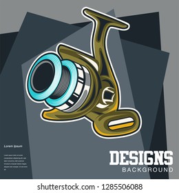 Fishing illustration template for logo - Vector