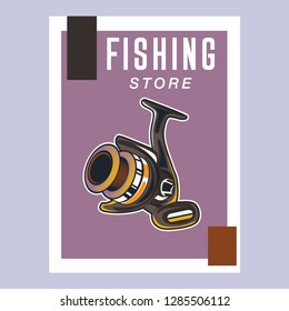 Fishing illustration template for logo - Vector
