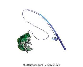 fishing illustrations, fishing strike a bass fish