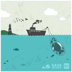 Fishing Industry Background - Eco Balance "don't Take Too Much"