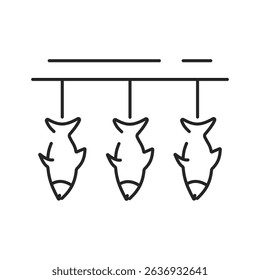 Fishing industry catching production minimalist line art icon Fisherman industrial commercial occupation spinning net canning cooking freezing seafood nautical vessel boat