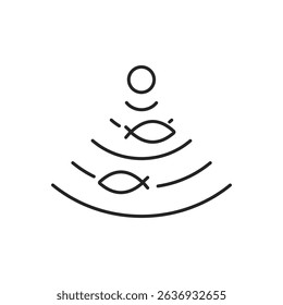 Fishing industry catching production minimalist line art icon Fisherman industrial commercial occupation spinning net canning cooking freezing seafood nautical vessel boat