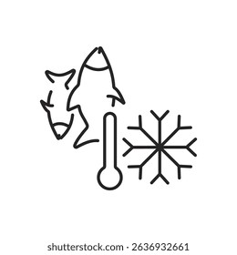 Fishing industry catching production minimalist line art icon Fisherman industrial commercial occupation spinning net canning cooking freezing seafood nautical vessel boat