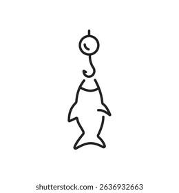 Fishing industry catching production minimalist line art icon Fisherman industrial commercial occupation spinning net canning cooking freezing seafood nautical vessel boat