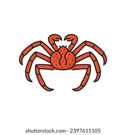 Fishing industry crab seafood outline icon. Fresh fish market, seafood shop or restaurant crustacean meals menu outline vector pictogram or symbol. Fishing company thin line icon or sign with red crab