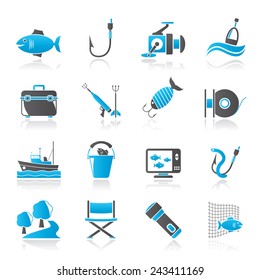 Fishing industry icons - vector icon set, Created For Print, Mobile and Web  Applications