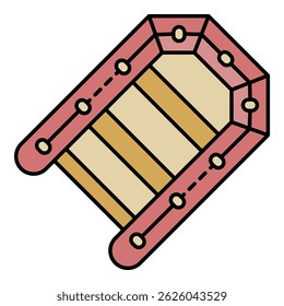 Fishing inflatable boat icon. Outline fishing inflatable boat vector icon color flat isolated