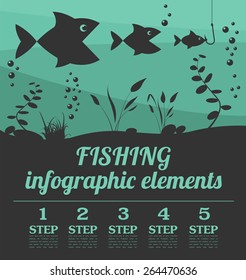 Fishing infographic elements. Set elements for creating your own infographic design. Vector illustration