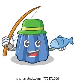 Fishing jelly character cartoon style