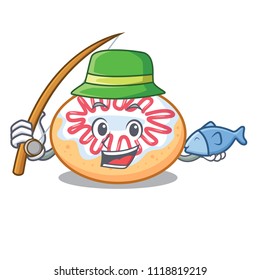 Fishing jelly donut mascot cartoon