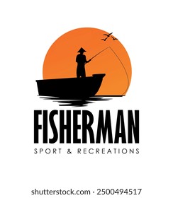 fishing jumping illustration logo design vector fishing tournament logo template vector. vintage