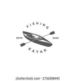 Fishing Kayak Silhouette Logo Vector 