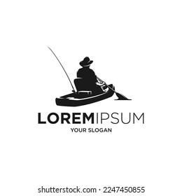 fishing kayak silhouette logo vector