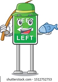 Fishing keep left road sign mascot