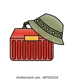 Fishing kit box with hat icon