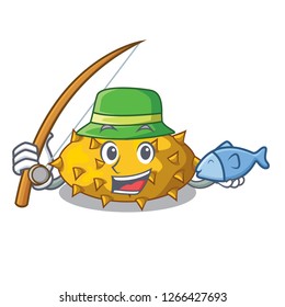 Fishing kiwano fruit in shape a cartoon