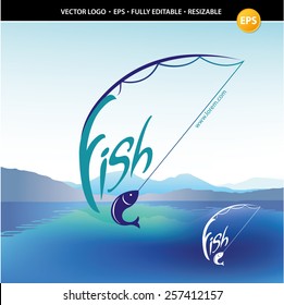 Fishing label, badge and design element