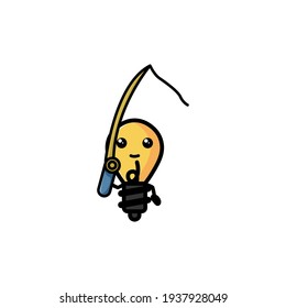 Fishing Lamp Cartoon Character Design Vector Illustration. With Cute, Funny, And Fun Cartoon. 