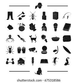 fishing, laundry, insect and other web icon in black style. dessert, architecture icons in set collection.
