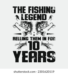 Fishing Legend 10th Birthday Gifts Shirt for Fishermans