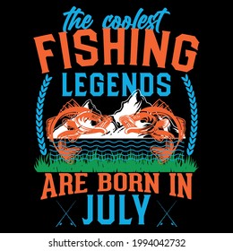 Fishing Legends Born In September. Fishing T Shirt Design Template Vector