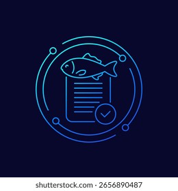 Icono de licencia de pesca, diseño lineal