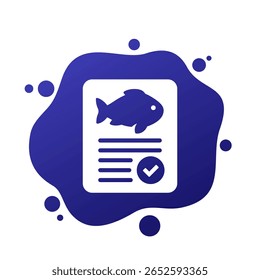 Icono de licencia de pesca con un permiso