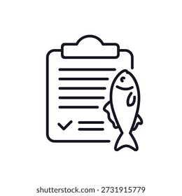 Licencia de pesca o icono de línea de permiso