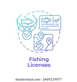 Fishing licenses blue gradient concept icon. Industry standards, documentation. Round shape line illustration. Abstract idea. Graphic design. Easy to use in infographic, presentation