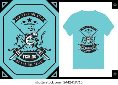 Fishing Life T-Shirt Design Vector