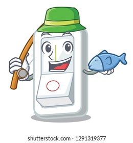 Fishing light switch is isolated with mascot