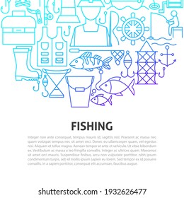 Concepto de línea de pesca. Ilustración vectorial del diseño de contorno.