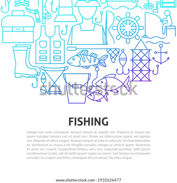 Fishing Line Concept Vector Illustration Outline Stock Vector (Royalty ...