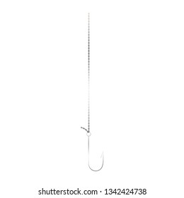 Fishing line with a hook. Vector illustration on white background.