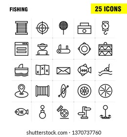 Fishing Line Icon Pack For Designers And Developers. Icons Of Wheel, Gear, Circle, Reel, Fish, Fishing, Fishing Reel, Vector