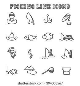 iconos de línea de pesca, símbolos mono vectoriales