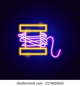 Fishing Line Neon Sign. Vector Illustration of Fisherman Promotion.