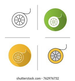 Fishing line spool icon. Flat design, linear and color styles. Angling equipment. Isolated vector illustrations