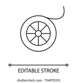 Fishing line spool linear icon. Thin line illustration. Angling equipment. Contour symbol. Vector isolated outline drawing. Editable stroke