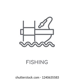Fishing linear icon. Modern outline Fishing logo concept on white background from camping collection. Suitable for use on web apps, mobile apps and print media.