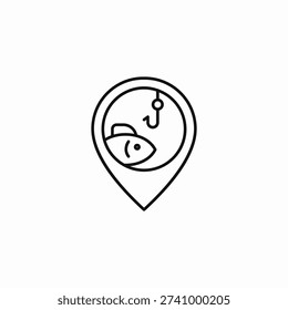 fishing location icon sign vector